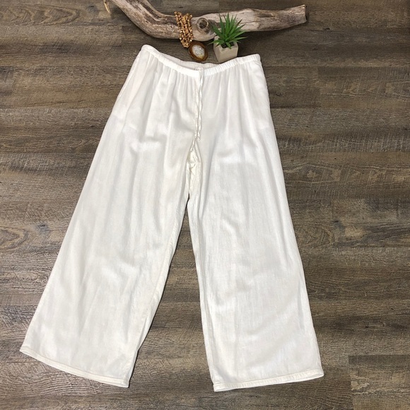 a new day Pants - A New Day Linen Blend Wide Leg Pull On Pants with Drawstring Size Medium